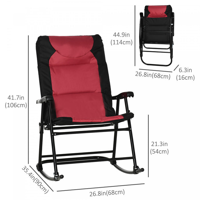 Outsunny 2pc Patio Foldable Rocking Chair Set, Red
