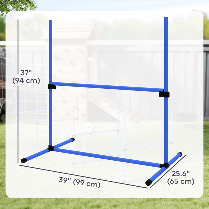 Pawhut 39\"L Dog Agility Training Equipment for Large Medium Small Dog, 4 PCS Adjustable Height Hurdles for Agility Training, Obstacle Course Starter Kit, 4.5KG Net Wight, Blue