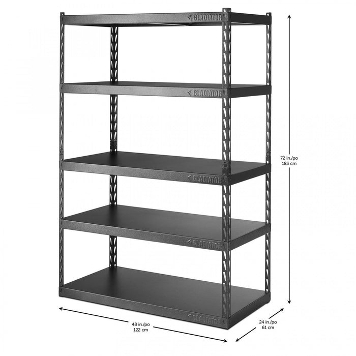 Gladiator 48\" Wide EZ Connect Rack with Five 24\" Deep Shelves - Hammered Granite
