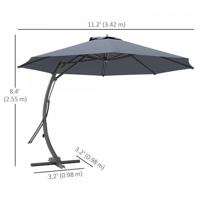 Outsunny 11ft Aluminium Cantilever Patio Umbrella With 360° Rotation Upf50+