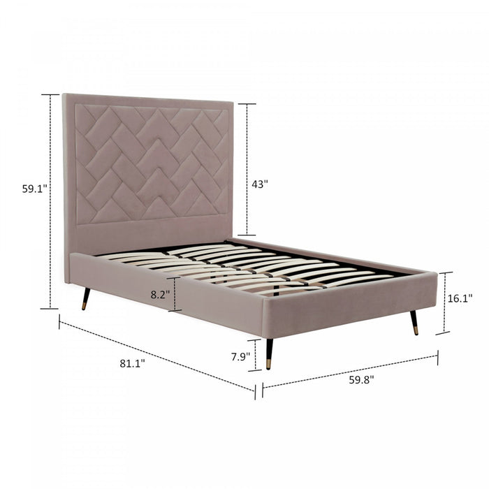 Crosby Modern Upholstered Velvet Full Bed in Blush