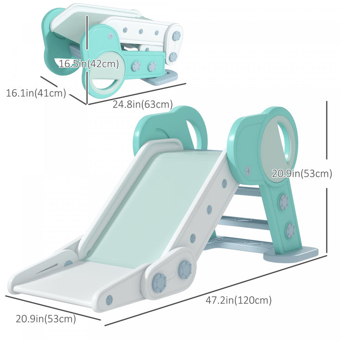 Qaba Toddler Slide Indoor, Foldable Kids Slide For Boys Girls 1.5-3 Years Old, Green