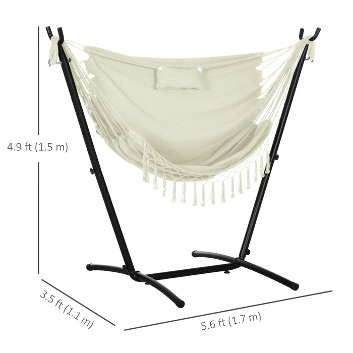 Outsunny Hammock Chair w/ Stand, Hammock Swing w/ Side Pocket, Headrest