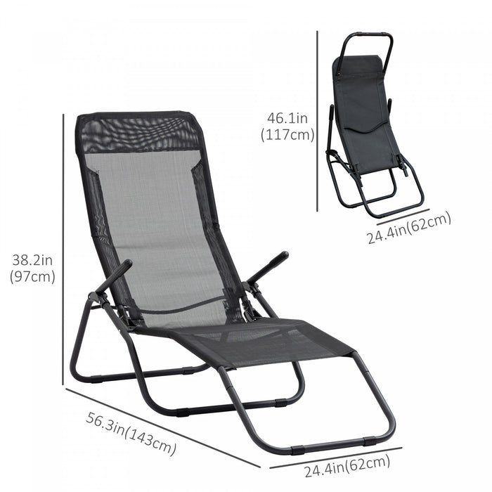 Outsunny Foldable Patio Lounge Chair Black