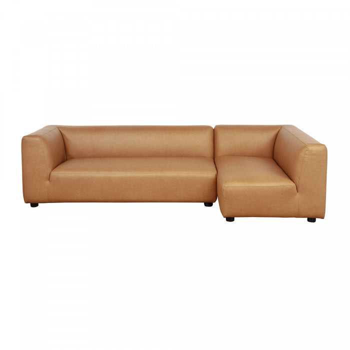 Lukas Contemporary Modern 118\" Right-Facing 2-Piece Sectional Sofa in Camel