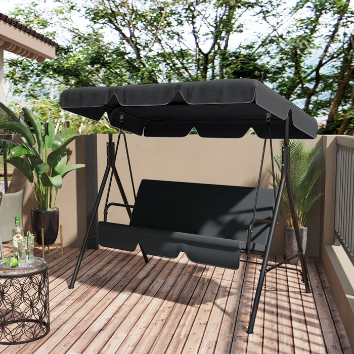 Outsunny 2 Seater Swing Canopy Replacement, Outdoor Swing Seat Top Cover, Uv50+ Sun Shade (canopy Only), Black