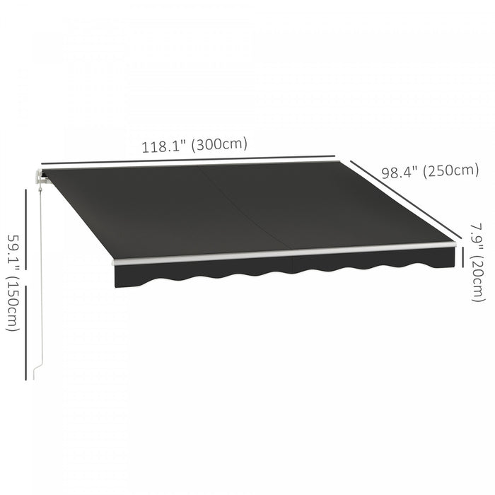 Outsunny 10' X 8' Electric Retractable Awning W/ Remote Controller, Black