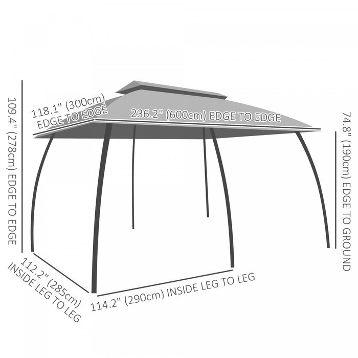 Outsunny 10' X 20' Patio Gazebo, Outdoor Gazebo Canopy Shelter With Netting, Vented Roof, Steel Frame For Garden, Lawn, Backyard And Deck, Beige