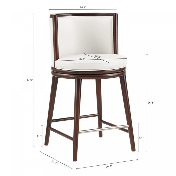 Evalyn Modern Wood Upholstered Counter Stool in White - Set of 3