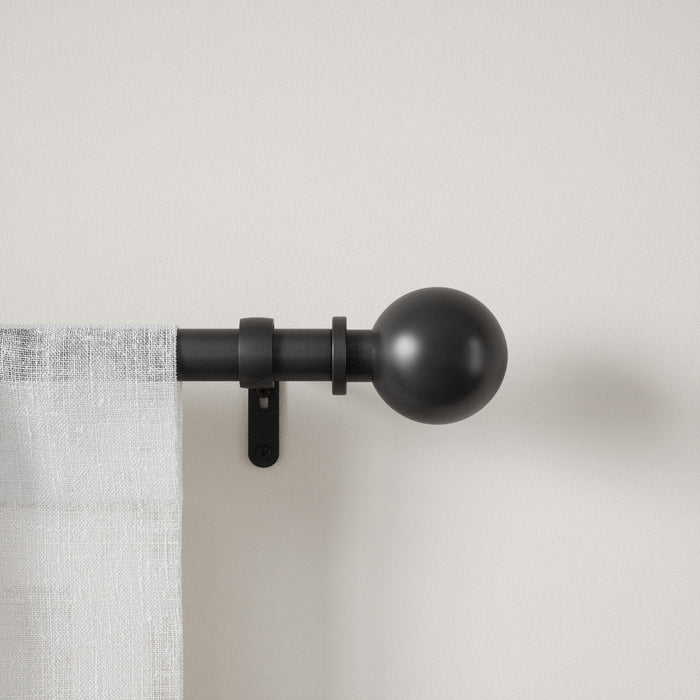 Umbra Bolas Matte Black Expandable 1\" Curtain Rod - 72\"-144\" 