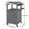 Outsunny Grill Table with Stainless Steel Top, Pizza Oven Table with Storage Cabinet, Spice Rack, Outdoor Kitchen Island with Wheels, Handle, Dark Grey