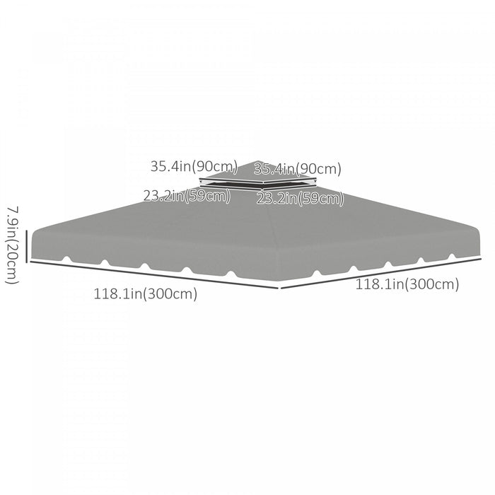Outsunny 9.8' X 9.8' Gazebo Replacement Canopy, Gazebo Top Cover With Double Vented Roof For Garden Patio Outdoor (top Only), Grey