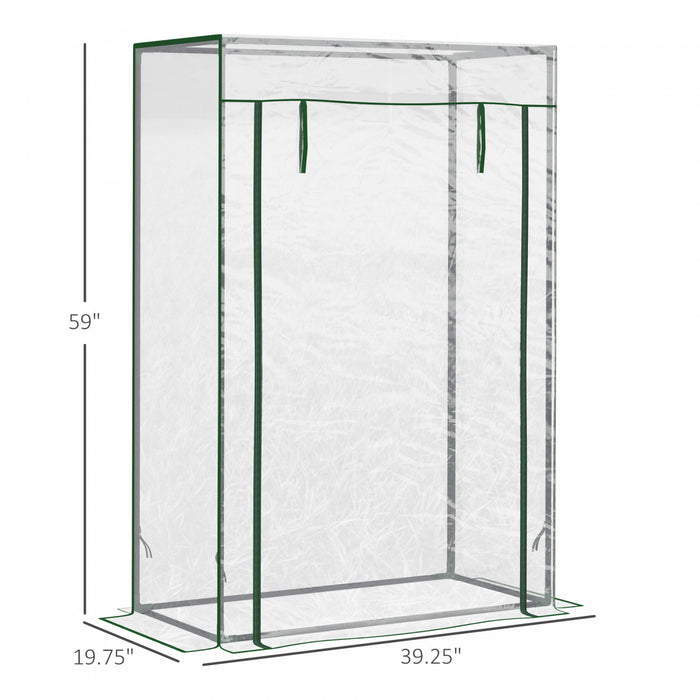Outsunny 40\"l X 20\"w X 59\"h Walk-in Garden Greenhouse With Durable Steel Frame Outdoor Hot House Tomato Plant Warm House W/ Roll Up Door, Pvc Cover, Clear
