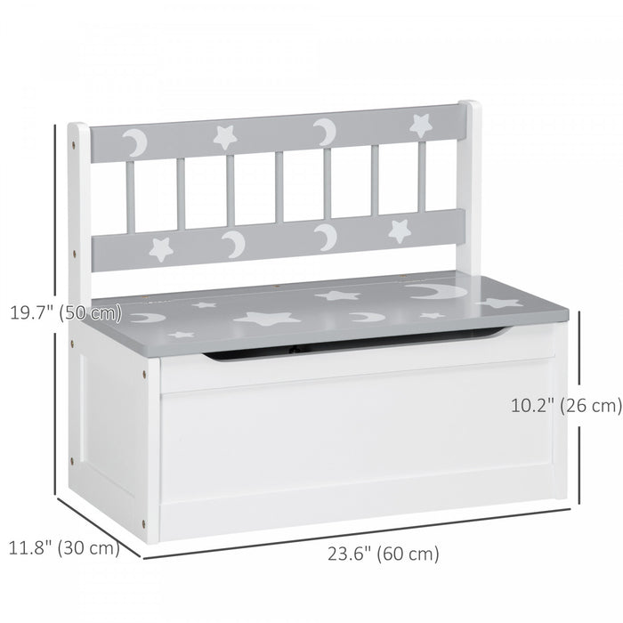 Qaba Kids Toy Storage Box Chest with Lid, Toddler Children Playroom Bedroom Furniture, Toy Organizer and Storage Bin, Grey