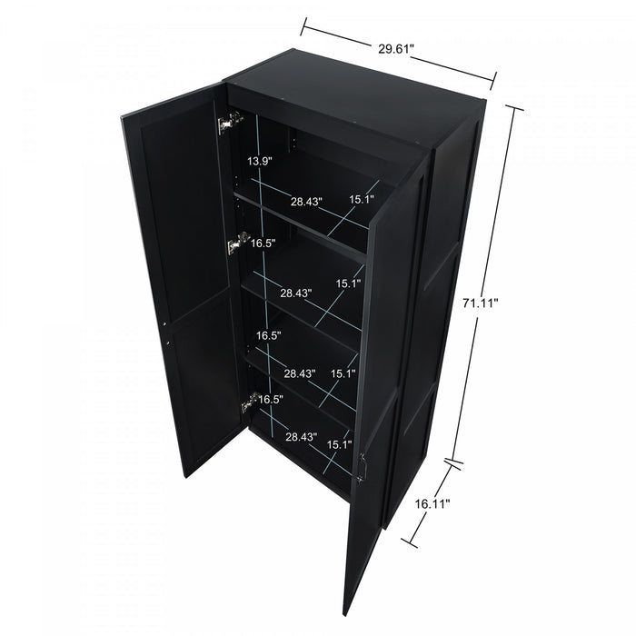 Hopkins Modern 30\" Storage Cabinet in Black (4-Shelf) - Set of 2 Armoire