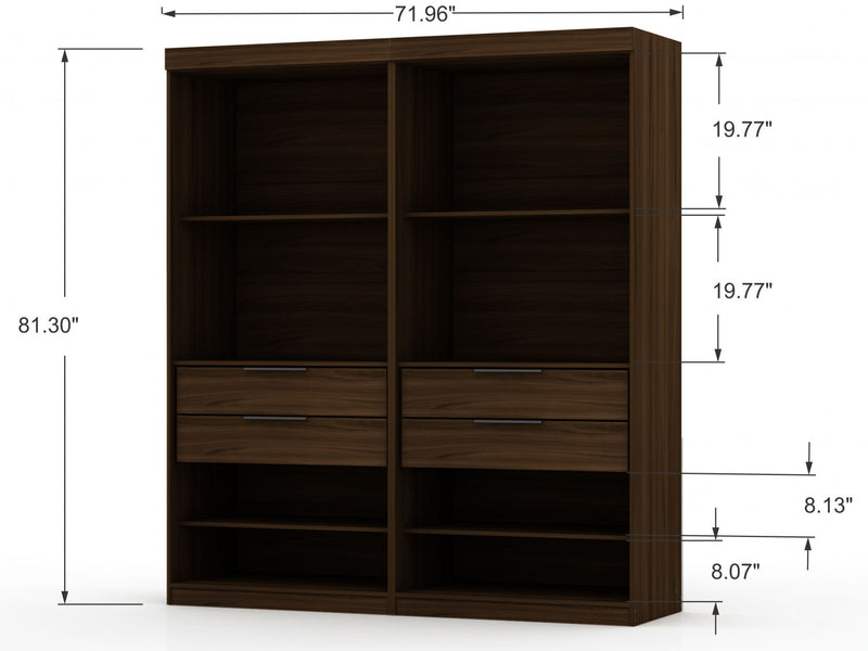 Mulberry Contemporary Modern 2-Piece Wardrobe Closet in Chestnut Brown