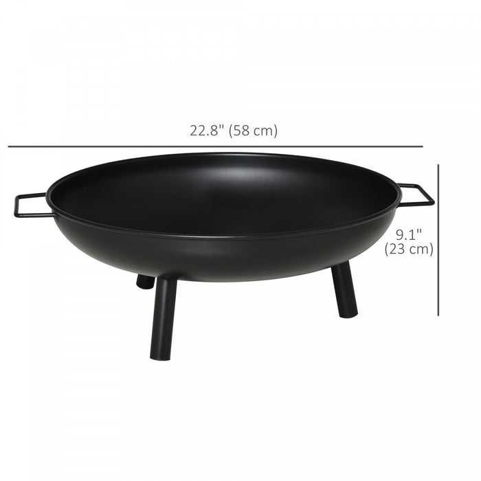 Outsunny 23\" Round Outdoor Wood-burning Fire Pit With Support Legs, Black