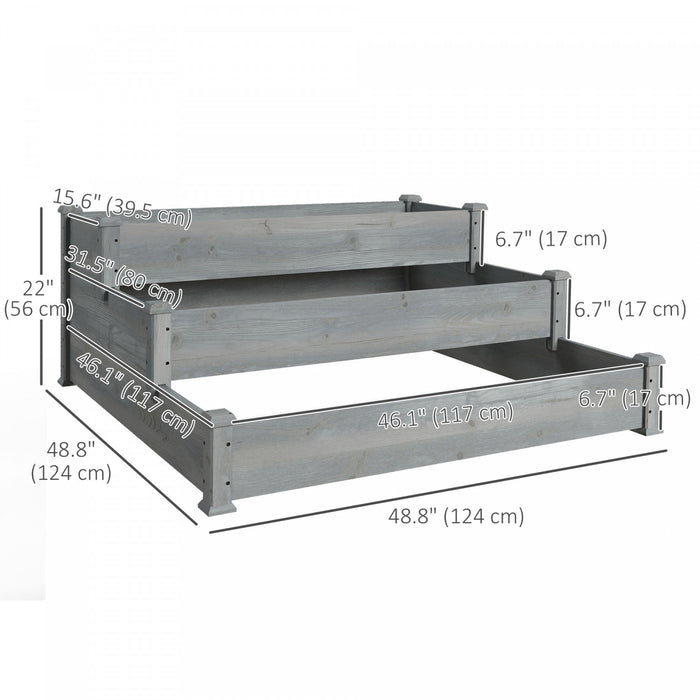 Outsunny 3-tier Raised Garden Bed Wooden Planter Kit For Yard & Patio