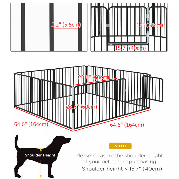 Pawhut Heavy Duty Dog Playpen, Steel Dog Pen With Door, Pet Exercise Fence, Outdoor Indoor Diy Design For Small And Medium Dogs, 24\" Height, 8 Panels