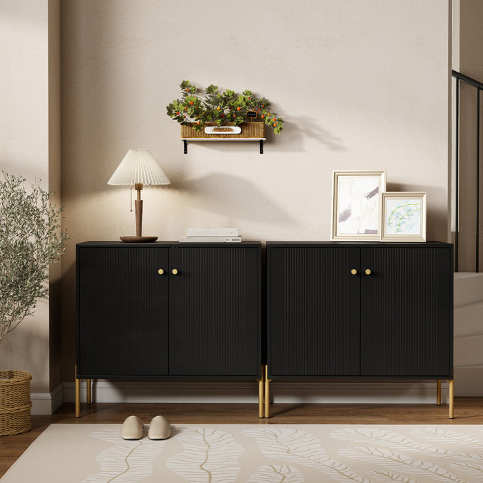 HOMCOM Sideboard with Fluted Doors, 32\" Modern Buffet Cabinet, Black