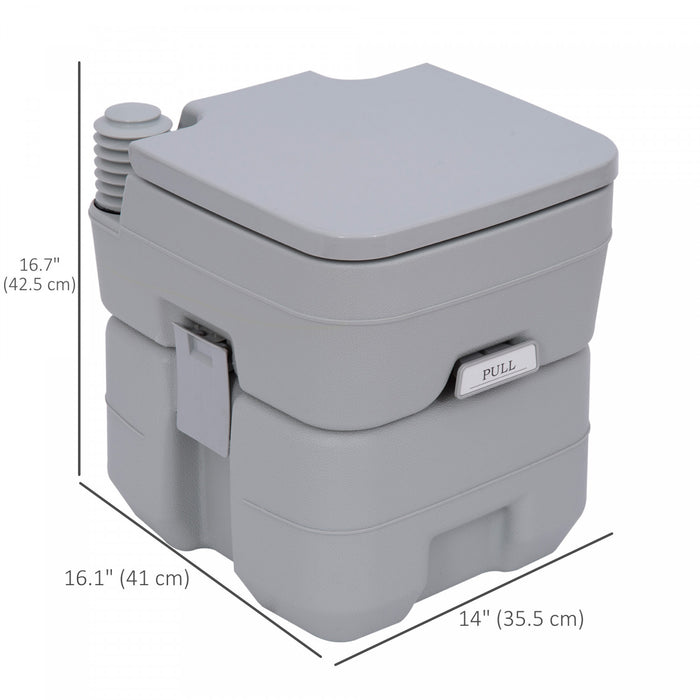 Outsunny Portable Toilet For Adults, Flushable Travel Toilet With Lid, Grey