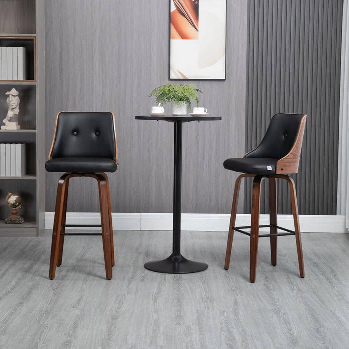 HOMCOM Bar Height Bar Stools Set of 2 PU Leather Swivel Barstools