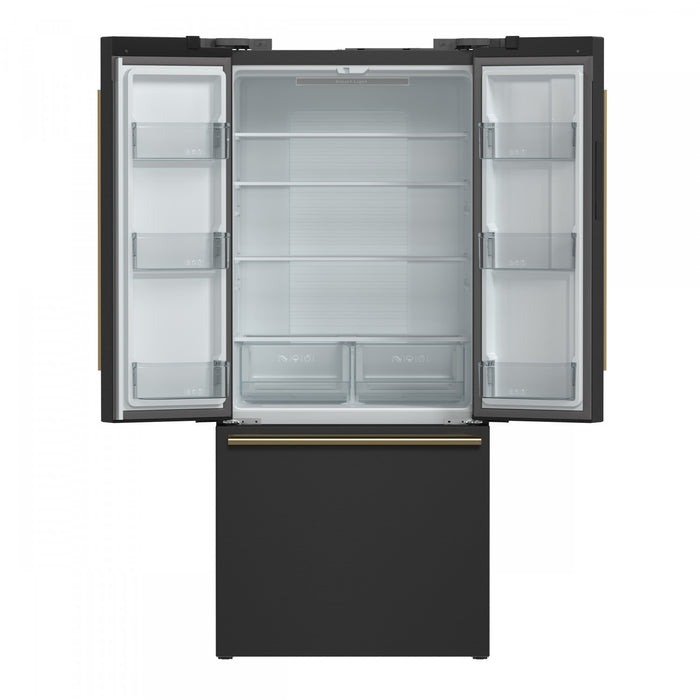 Forno Espresso Gallipoli 30-inch French Door Black Refrigerator, 17.5 cu.ft. - FFFFD1974-31BLK