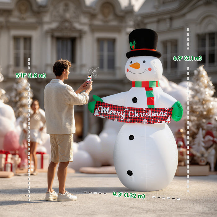 Outsunny 7FT Christmas Inflatables Snowman, Christmas Inflatable Decoration