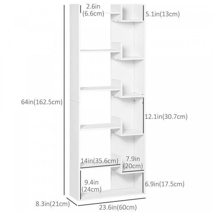 HOMCOM 6-Shelf Closed Back Wood Bookshelf Storage Shelves Decor Display