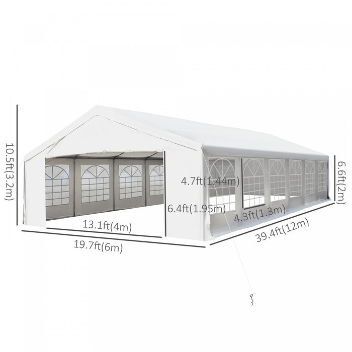 Outsunny 40' X 20' Large Outdoor Party Event Tent Patio Gazebo Canopy With Removable Sidewall, White