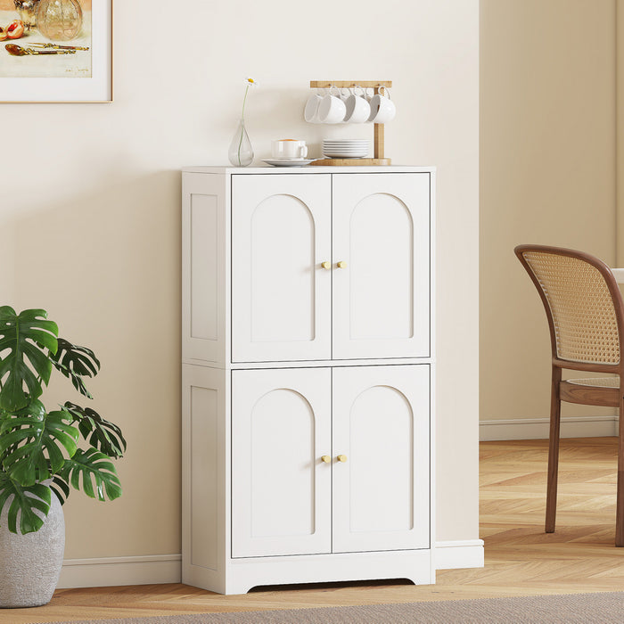HOMCOM 43\" Kitchen Pantry Cabinet, Modern 4-Tier Storage Cabinet, White