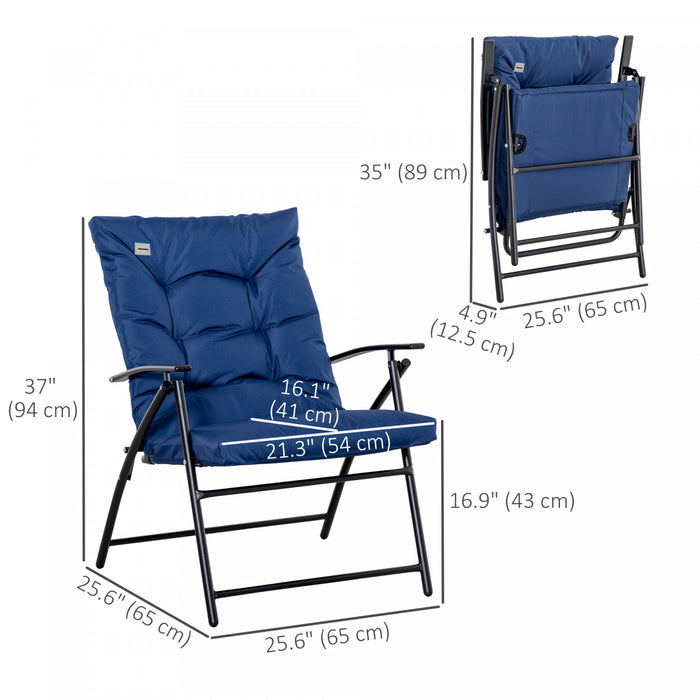 Foldable Lounge Chair, Fabric Upholstered Recliner With Armrest, Blue