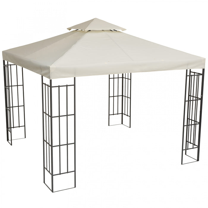 Outsunny 9.8' X 9.8' Square 2-tier Gazebo Canopy Replacement Top Cover Outdoor Garden Sun Shade, Cream White