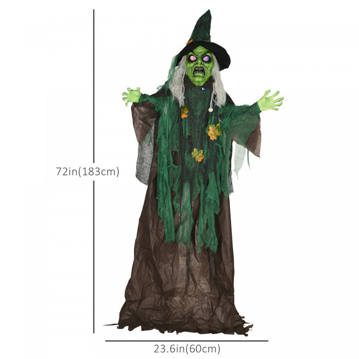 Homcom 72\" Halloween Decoration Witch With Magical Heart, Sound Activated