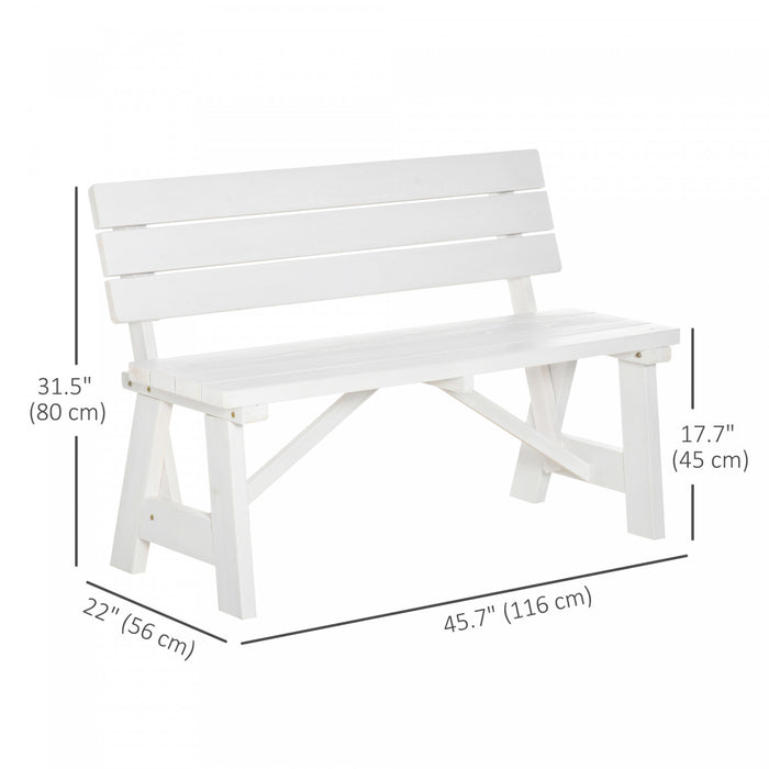 Outsunny Wooden Garden Bench For Outdoor,white