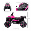 Aosom 12V Kids ATV, Four Wheeler Kids Quad with Music, Headlights, High & Low Speed, Up to 3.7 MPH, Battery Powered Electric ATV for Boys & Girls Gift, Pink