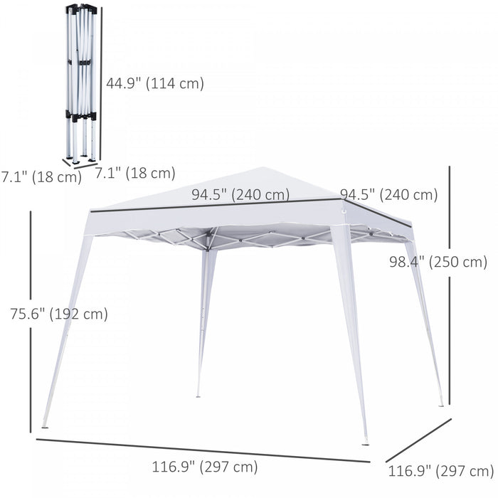 Outsunny 8' X 8' Pop Up Canopy Foldable Outdoor Canopy Tent W/ Bag, White