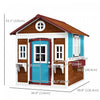 Outsunny Kids Outdoor Playhouse, Wooden Toddlers Large Pretend Play Equipment or Chicken Coop with Door, Windows, Planter Pots for Indoor Playroom, Gift Toys for 3-8 Years, Brown