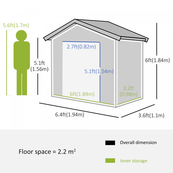 Outsunny 6.5ft X 3.5ft Metal Garden Shed, Large Outdoor Shed Storage Building With Double Sliding Doors And 4 Vents, Grey