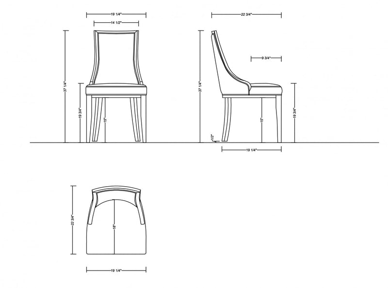 Grand Traditional Wood Upholstered Dining Chair in Tan - Set of 4