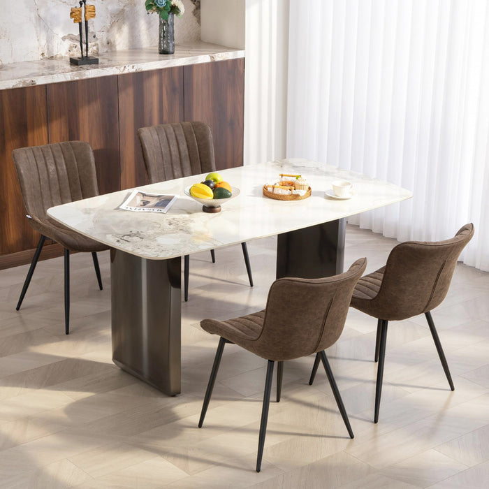HOMCOM Dining Chairs Set of 4 with Backrest and Steel Legs, Brown