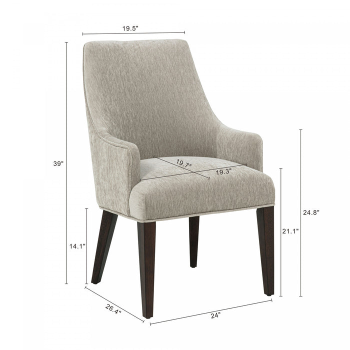 Beever Modern Wood Chenille Armchair in Taupe
