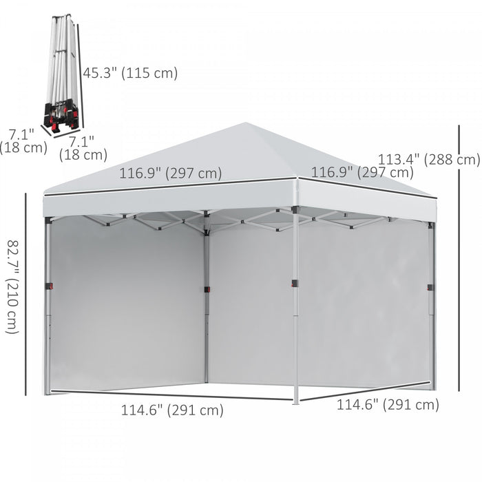 Outsunny 10' X 10' Pop Up Canopy Tent With Removable Sidewalls Carry Bag