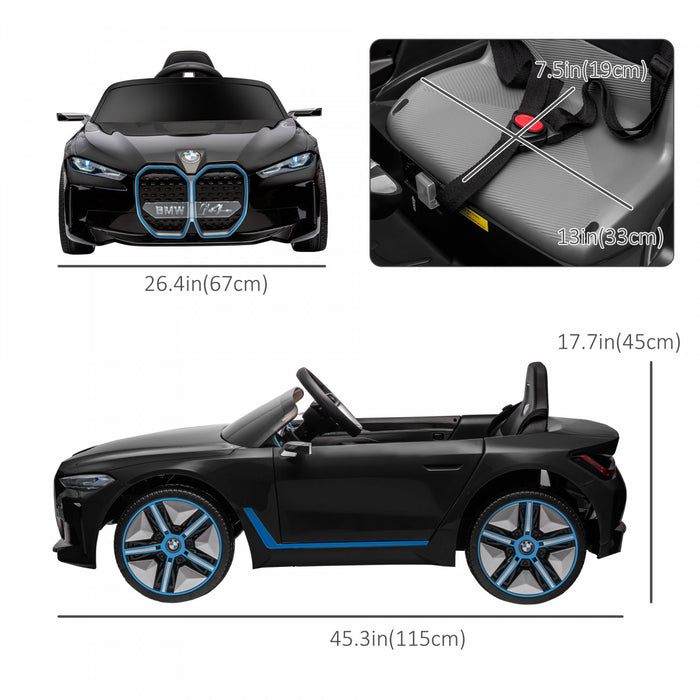 Aosom 12v Electric Powered Ride-On Car With Remote Control, 3.1 Mph Kids Ride-on Toy For Boys And Girls With Portable Battery, Suspension System, Horn Honking, Music, Lights, Black