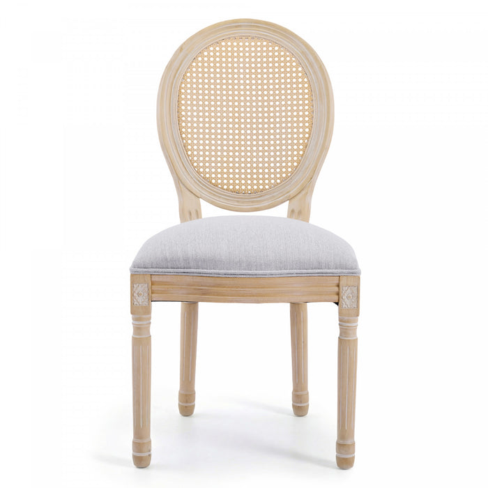 Ethan Solid Wood Rubberwood Dining Chair Set of 2 Pieces with Upholstered Seat,Grey