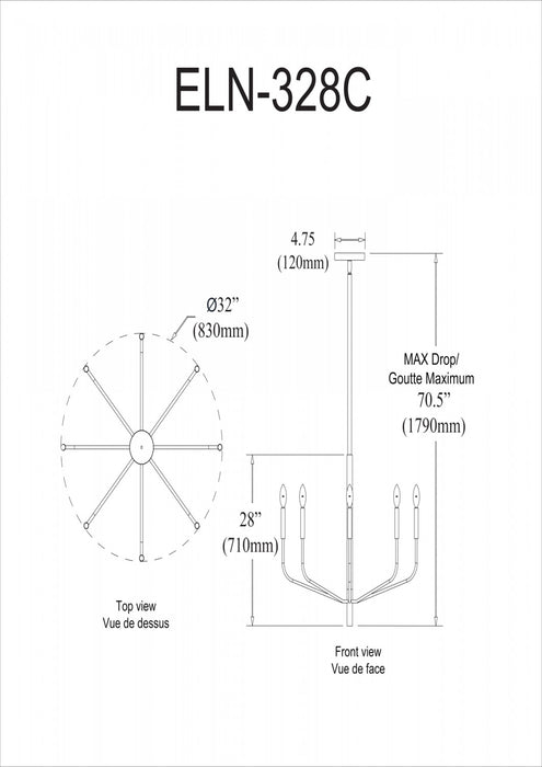 Dainolite Eleanor 8 Light Chandelier Aged Brass Lamp