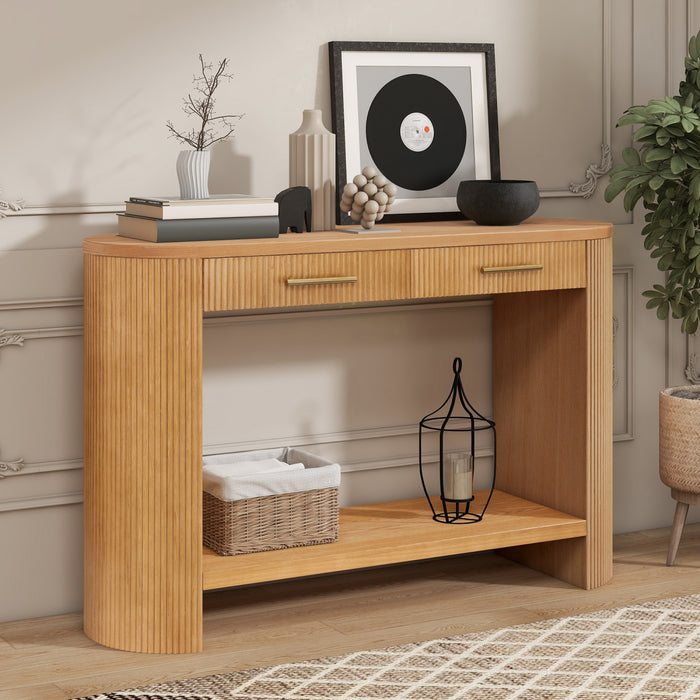 Olivia 47.25“ Modern Sofa Table with Storage and Drawer - Brown