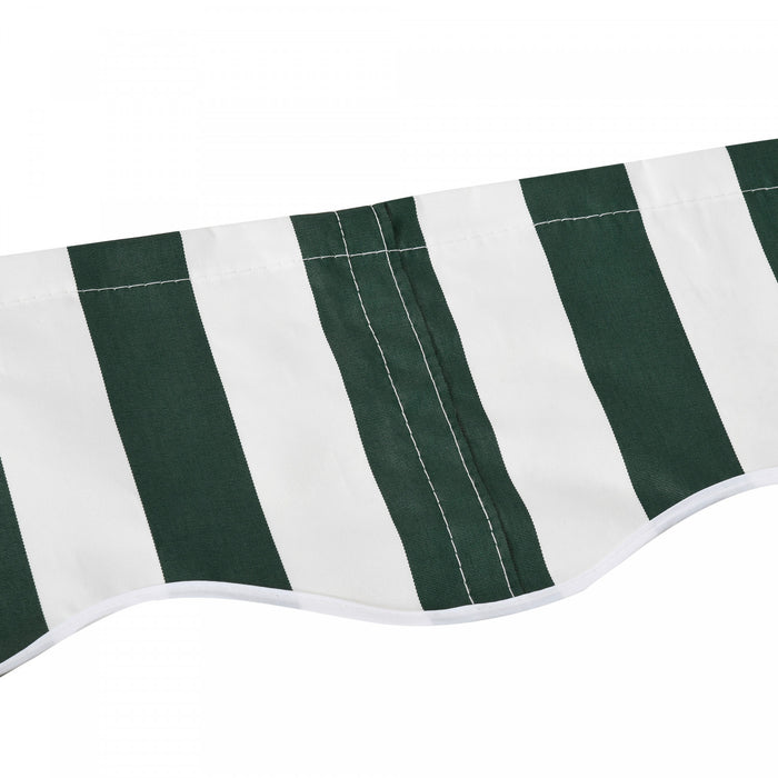 Outsunny 11' X 10' Retractable Awning Fabric Replacement Outdoor Sunshade Canopy Awning Cover, Uv Protection, Green And White