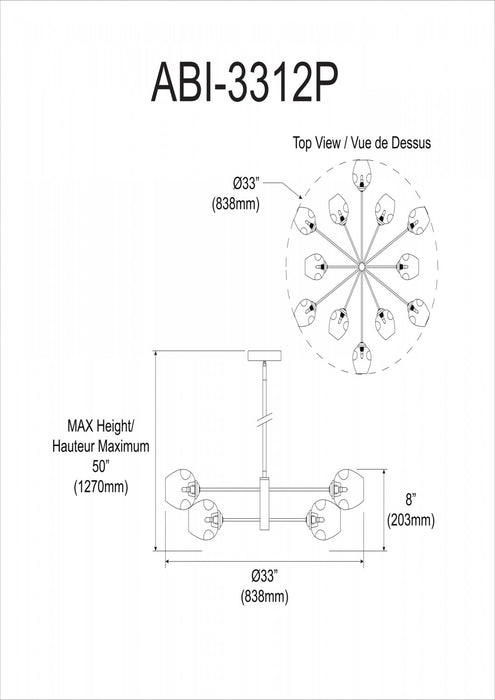 Dainolite Abii 12 Light Chandelier Vintage Bronze Finish Clear Glass Lamp