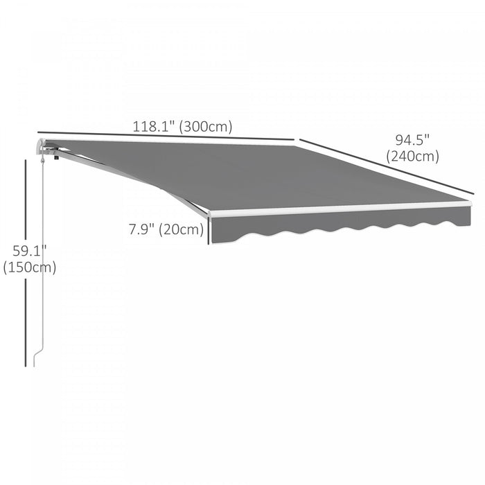 Outsunny 10' X 8' Electric Retractable Awning W/ Remote Controller, Grey